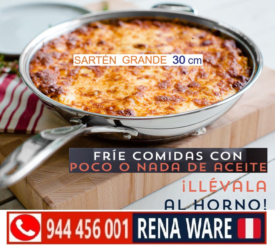 💥 ¡La SARTEN Rena Ware de 30 CM que está revolucionando las cocinas saludables en Perú! 🍗🥩🐟🥚✨